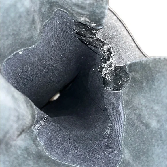 H by Halston Vintage Black Leather Suede over the Knee Platform Heel Boots 7.5 - Picture 6 of 11